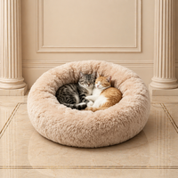 Vakuumverpacktes Donut-Haustierbett Rundes Langes Plüschiges Flauschiges Katzen- und Hundebett Abnehmbare Waschbare Zottelige Haustiermatte Sparen Sie Versandkosten Großhandel
