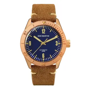 Tin Bronze watch Leather strap male personality diving watch automatic mechanical watch
