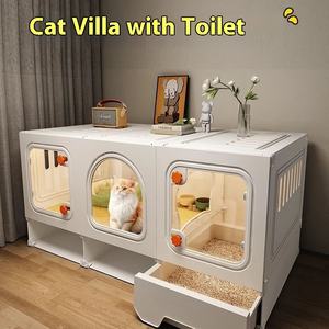 <span class=keywords><strong>Cage</strong></span> d'Intérieur pour Chat en Gros avec Toilettes, Petite Maison pour Chat d'Appartement avec Fermeture à Bouton, Conception de Logement une Pièce - Product Image 2
