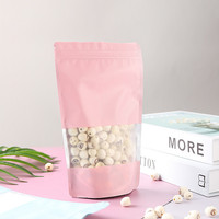Sacs d'emballage alimentaire en plastique avec fenêtre, fond carré ou plat, qualité alimentaire, conception de logo personnalisée
