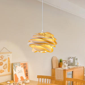 Lámpara Colgante Moderna de Estilo Nórdico para Decoración del Hogar, Lámpara de Techo de Madera Hecha a Mano con Diseño Floral para Isla de Cocina Estilo Japonés Wabi-Sabi - Product Image 2