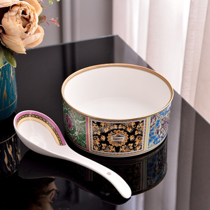 ชุดภาชนะสำหรับครอบครัว จานอาหารตะวันตก ชาม ชุดกาแฟ ขายดี ชุดอาหารค่ำลายยุโรปสีสันสวยงาม ทำจากเซรามิกเนื้อกระดูกอย่างดี ของขวัญสุดคลาสสิค - Product Image 4