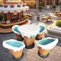 Ensemble table et chaises durables pour crème glacée, mobilier en fibre de verre pour desserts, idéal pour café, spot photo Instagram, décoration d'événements