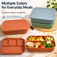 Boîte à lunch bento portable personnalisée YMS en silicone sans BPA, mignonne, 4 compartiments, compatible micro-ondes, lave-vaisselle, résistante à la chaleur