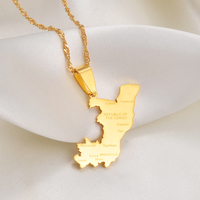 Collier avec pendentif en acier inoxydable avec nom de ville de la République du Congo, ornement ethnique pour les occasions de fête - Brazzaville # 175921
