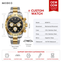 Montre automatique pour homme tendance, aiguilles lumineuses, acier inoxydable, chronographe de luxe, étanche, montres mécaniques pour homme