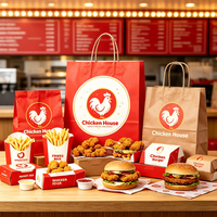 Sacs en papier, barquettes et boîtes d'emballage pour frites, hamburgers, nuggets, poulet frit, restauration rapide, à emporter, avec logo personnalisé