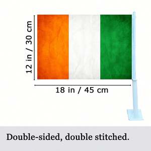 Drapeau de voiture irlandais, drapeau national IE de l'Irlande, drapeau automobile avec clip de fenêtre, drapeaux de voiture décoratifs Bagetu - Product Image 2