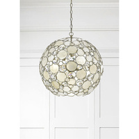 Lustre Palla Coastal en coquille de capiz naturelle et cristal facetté, lampe suspendue inclinée pour table à manger, salon, hôtel
