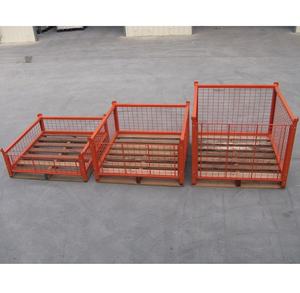 Katlanır istifleme depo depolama özelleştirilmiş metalik toz kaplama dayanıklı çelik tel kafes ahşap palet ile - Product Image 2