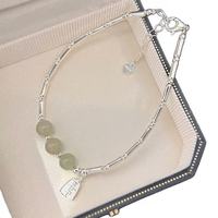 Bracelet en argent 925 avec perles de jade ajustable minimaliste bijou de chance