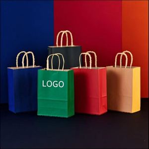 Sac de rangement en papier kraft personnalisable avec un design coloré, adapté pour l'emballage de vêtements, de boissons et de chaussures. - Product Image 6