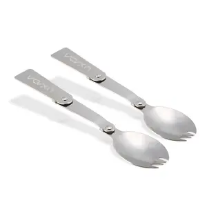 Lixada Packung mit 2 faltbaren Edelstahl-Spork im Freien für Camping Wandern Kochen Picknick geschirr