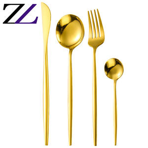 Mariage en acier inoxydable de luxe titane couleur or Forchetta Gabel Sendok Alat Makan Royal ensemble de couverts haut de gamme - Product Image 4
