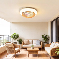 Ventilateur de plafond en bois naturel personnalisable avec lumière LED à intensité variable, silencieux, à montage encastré