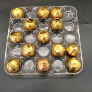 Plateau intérieur rectangulaire transparent personnalisé à 25 cavités pour chocolats <span class=keywords><strong>Ferrero</strong></span>, plateau pour boules de thé et biscuits, plateau d'emballage alimentaire recyclable - Product Image 1