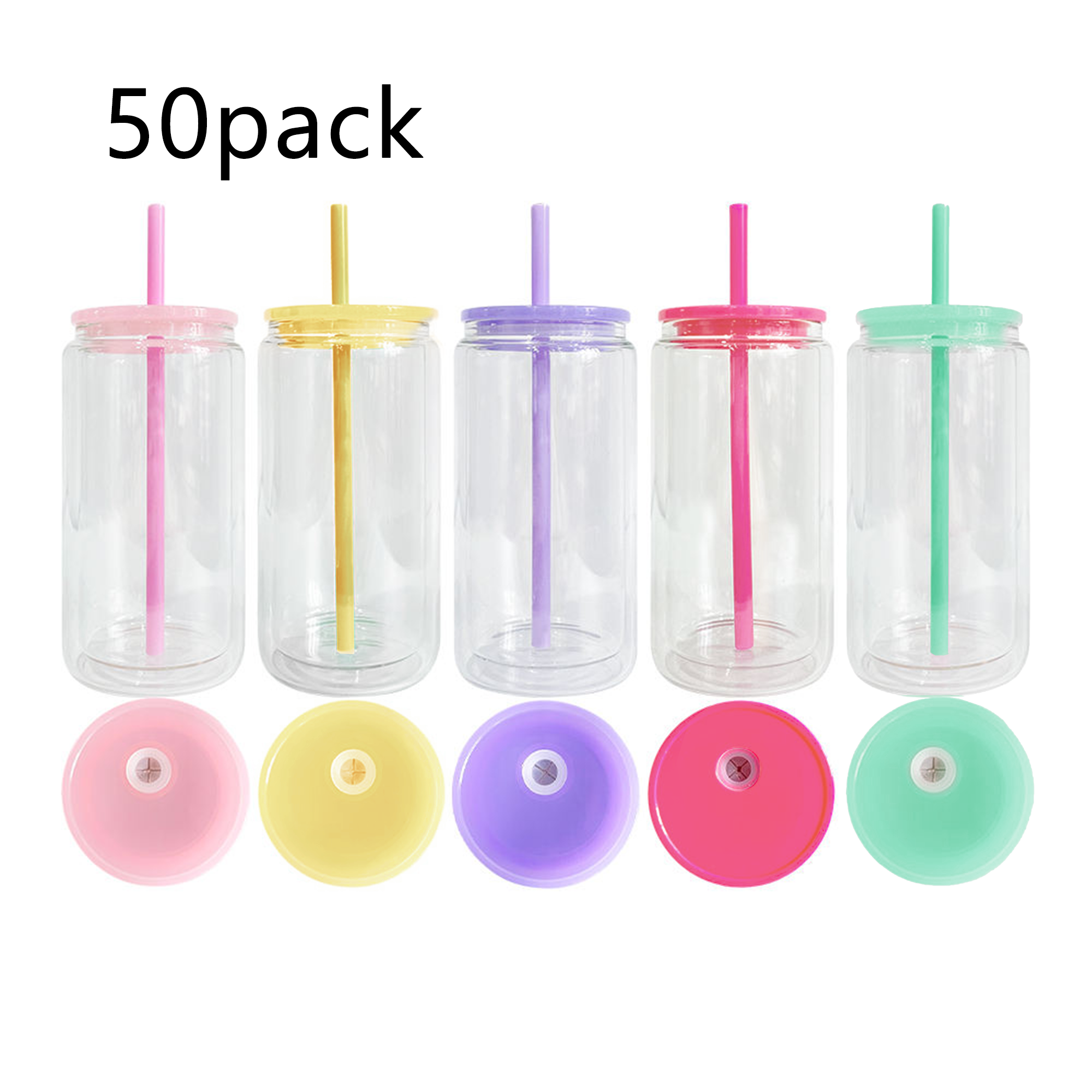 16oz double wall mixed color lid clear plastic can