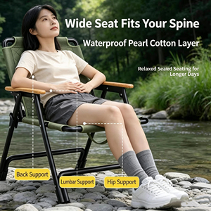 Style Folding Camping <b>Chair</b> Portable Compact Sturdy Lightweight Carbon Steel Oxford Fabric Thickened <b>Padded</b> Fishing - Product Image 4