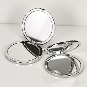 Low MOQ Private Label Round Folding Double-sided Pocket <b>Mirror</b> Stainless Steel HD Minimalist Design Portable Durable for Gift - Product Image 2