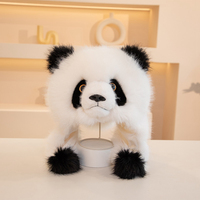 Venta al por mayor a prueba de viento cálido Panda sombrero lindo Animal relleno cabeza sombreros felpa invierno sombreros Unisex