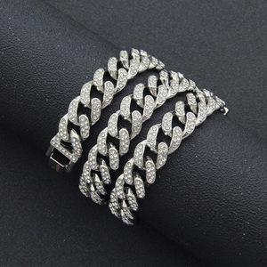 Hiphop Geometric Punk Street Dance Style Alloy Charm Cuban Chain Men's Cool Crystal Rhinestone <b>Silver</b> Plated <b>Bracelet</b> Fashion - Product Image 4