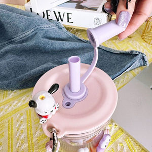 Stylish Women's Water Bottle With Straw Tea Water Separation Portable Student Office Cup <b>PC</b> Material - Product Image 3