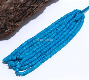 Perles de Turquoise Naturelle Heishi en Forme de Pneu 6-7mm, Perles Lisses en Turquoise en Forme de Roue, Prix de Gros, Fil de Perles de Pierres Précieuses en Vrac 16 Pouces - Product Image 3