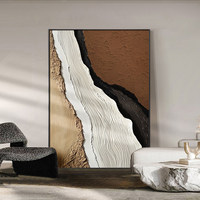 Peinture à l'huile abstraite 3D personnalisée peinte à la main, texture blanche, style Wabi-Sabi, cadre métallique, œuvre d'art moderne pour salon et maison