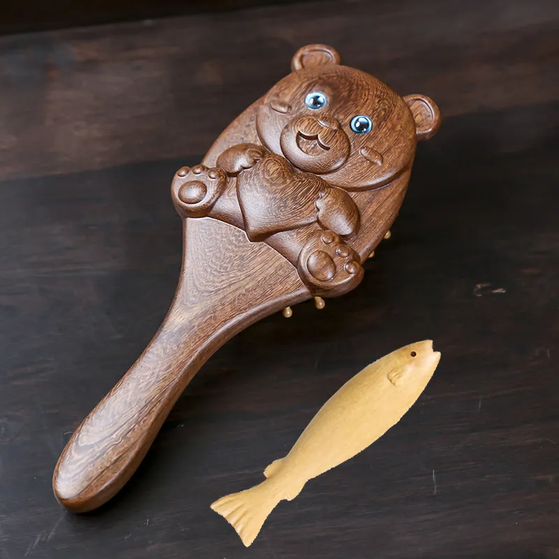 Wood Crafts Toy customization of Wooden fish shape decoration Solid wood carved furniture decoration DIY art