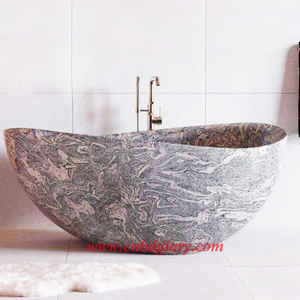 Vasca idromassaggio in ammollo in marmo per adulti vasche da bagno modello ovale in pietra naturale separato da bagno - Product Image 6