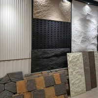 Panneau mural en pierre artificielle PU à effet d'eau, ignifuge en option, taille et couleur personnalisables, revêtement mural en pierre artificielle pour projets commerciaux et hôteliers