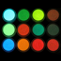 Vente en ligne d'ensemble explosif d'art d'ongle poudre lumineuse couleur fluorescente bijoux lumineux super lumineux ensemble de 12 couleurs
