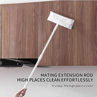 Balayeuse de vadrouille plate jetable pour le nettoyage des sols Nettoyeur de vadrouille plate à tête humide et sèche avec pince de fixation en tissu Ensemble d'emballage durable