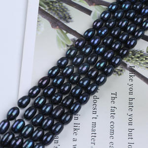 Promotion 7-8mm Natural Freshwater Loose Pearls Rice Shaped Zhuji for DIY Necklace <b>Bracelet</b> Black <b>Stringed</b> Freshwater Pearls - Product Image 3
