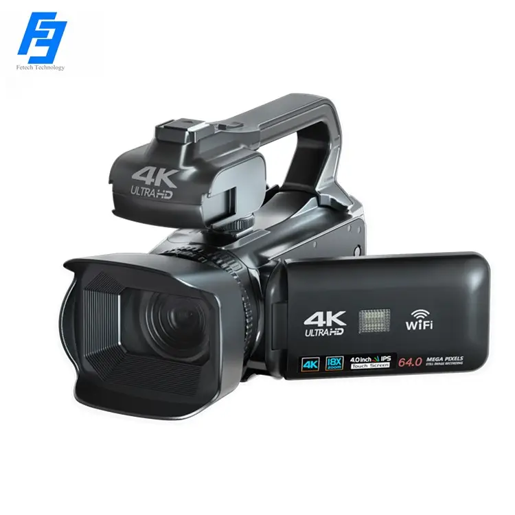 18X Digital Zoom 4K Camcorder Video Camera HD Auto Focus Vlogging Camera for YouTube 64MP 60FPS WiFi Webcam 4" Touch Screen