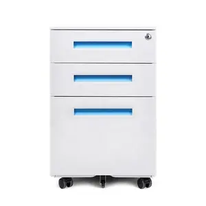 Office Mobile Pedestal Multi Colored Storage Cabinet 3 Drawers Material Locker Cabinet Movable KD Structure Filing Cabinets
