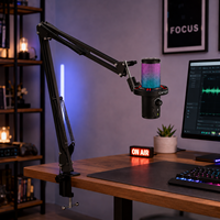 En stock CMTECK XM560T Ensemble de microphone USB Type-C pour ordinateur, micro à condensateur avec bras, suppression du bruit, éclairage RGB, pour jeux sur PC