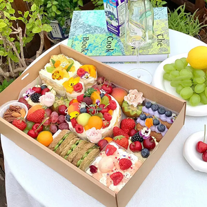 Boîte de pique-nique en papier kraft jetable écologique avec logo personnalisé Conteneur de manutention en relief pour les aliments Dinosource sans taxe - Product Image 3