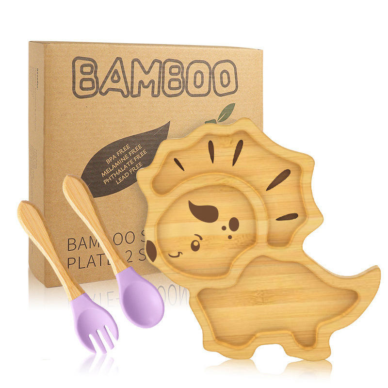 Baby Led Weaning Supplies Crab Bamboo Suction Plate and Utensils Set ...