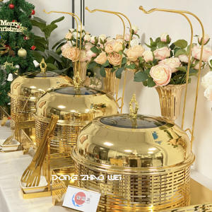 New Design Wedding Party Catering Use Luxo Chaffing Dish Food Buffet Warmer Chafing Pendurado Tampa Arrebatada Pratos de Cheffing - Product Image 2
