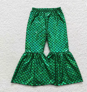 กางเกงขายาวทรงบานสีฟ้าม่วงลายเกล็ดปลาสำหรับเด็กผู้หญิง ผลิตจากโพลีเอสเตอร์/คอตตอน ขายดี เป็นมิตรต่อสิ่งแวดล้อม - Product Image 6