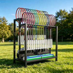 Organisateur <span class=keywords><strong>de</strong></span> raquettes <span class=keywords><strong>de</strong></span> <span class=keywords><strong>badminton</strong></span> en fer commercial, support métallique sur pied pour centres sportifs et clubs - Product Image 5