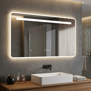 Touch Switch LED Illuminated Bathroom <b>Mirror</b> 2025 Trending Aluminum Alloy Rectangular European Style <b>Wall</b> Mounted Modern - Product Image 2