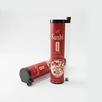 Boîte cylindrique en carton alimentaire de qualité supérieure pour la vente en gros, emballage jetable pour sushis gastronomiques avec couvercle transparent