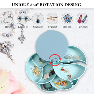 Boîte à bijoux rotative multicouche anti-poussière pour boucles d'oreilles et colliers, en PP micro-ondable, pour la maison - Product Image 6