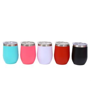 Gobelet isotherme à double paroi en acier inoxydable de 12 oz avec couvercles et pailles, verre à vin sans pied, pour café et eau bouillante - Product Image 5