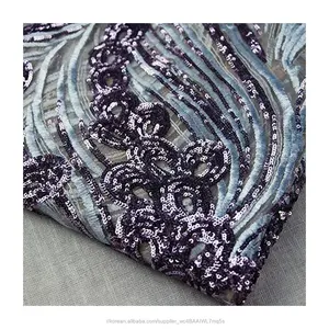 2019 Sell 잘 아프리카 Purple Lace 자 수 라일락 스팽글 장식이 함께한 Fabric