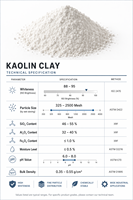 Argile Kaolin à Haute Blancheur pour Glaçure Céramique, Poterie, Porcelaine, Émail – Haute Plasticité, Faible Teneur en Oxyde de Fer