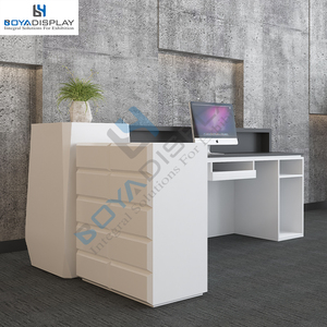 Mesa blanca pequeña, escritorio de recepción, bien diseñado, Oficina de Hotel, muebles de oficina cuadrados, escritorio moderno de tienda de madera - Product Image 3