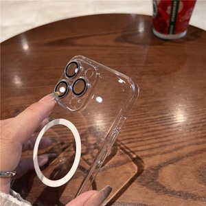 <b>Camera</b> Lens Crystal Clear Magnetic Mobile Phone Case <b>for</b> iPhone 16 15 15Pro 15Plus 15ProMax Hybrid TPU+<b>PC</b> Clear Cover - Product Image 3